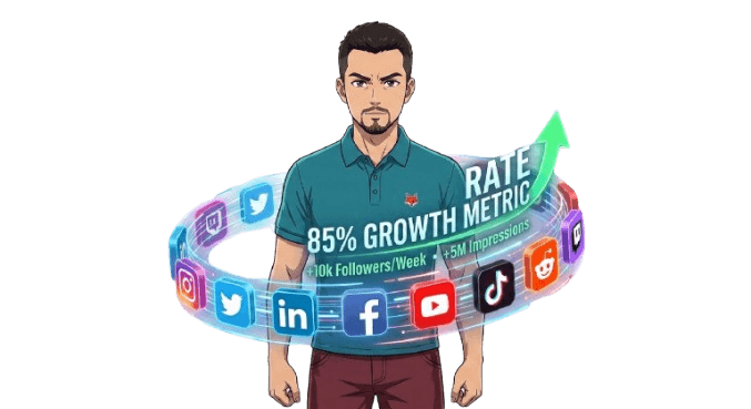 Social media marketing illustration showing growth and connectivity
